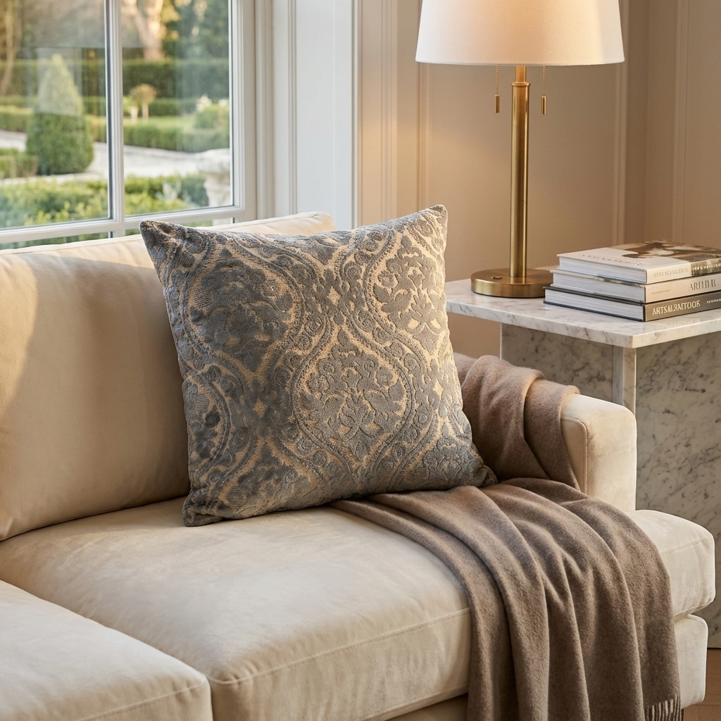 Tulip Zen Green Taupe Luxury Throw Pillow