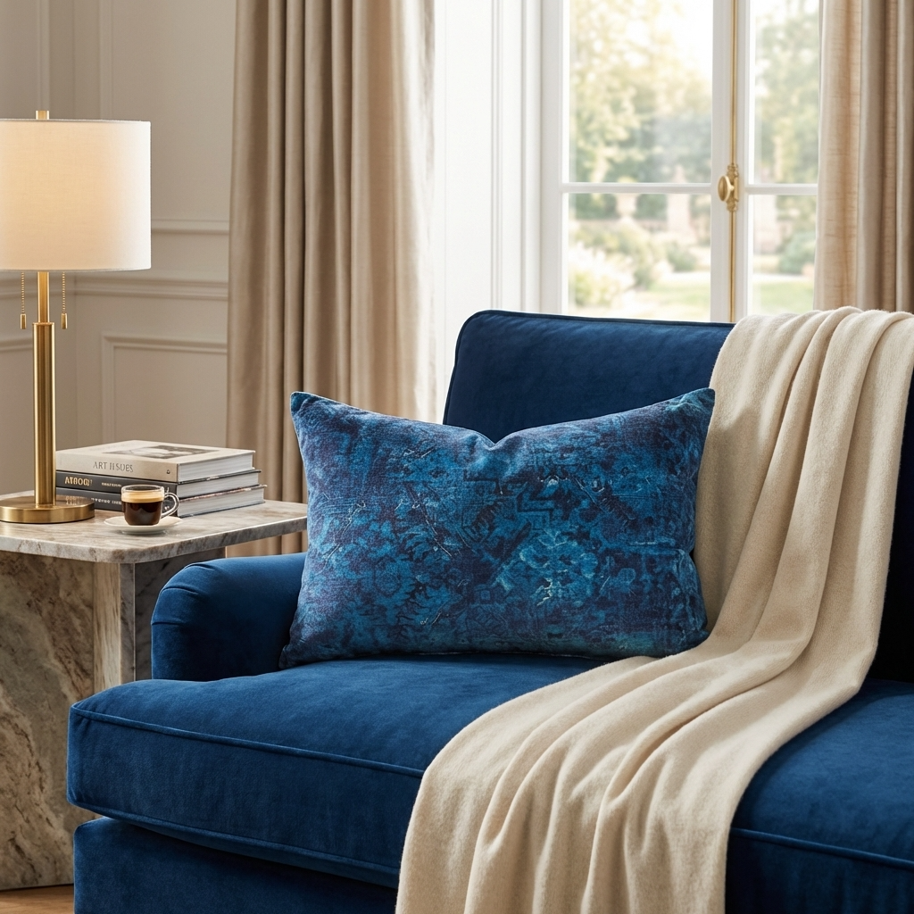 Pineapple Crush Blue and Black Luxury Throw Pillow