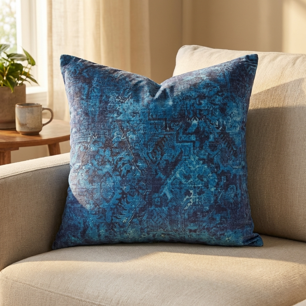 Pineapple Crush Blue and Black Luxury Throw Pillow