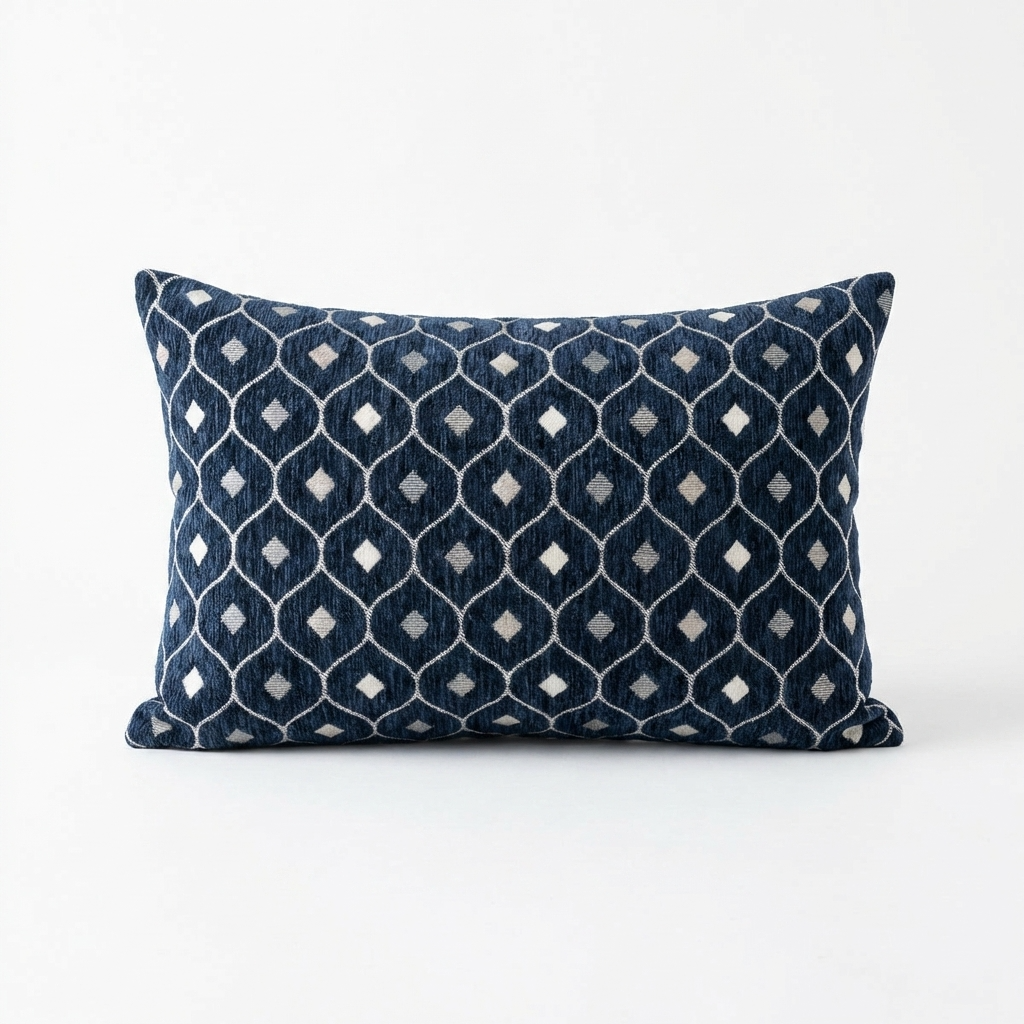 Teal Abyss Blue and Gold Luxury Throw Pillow