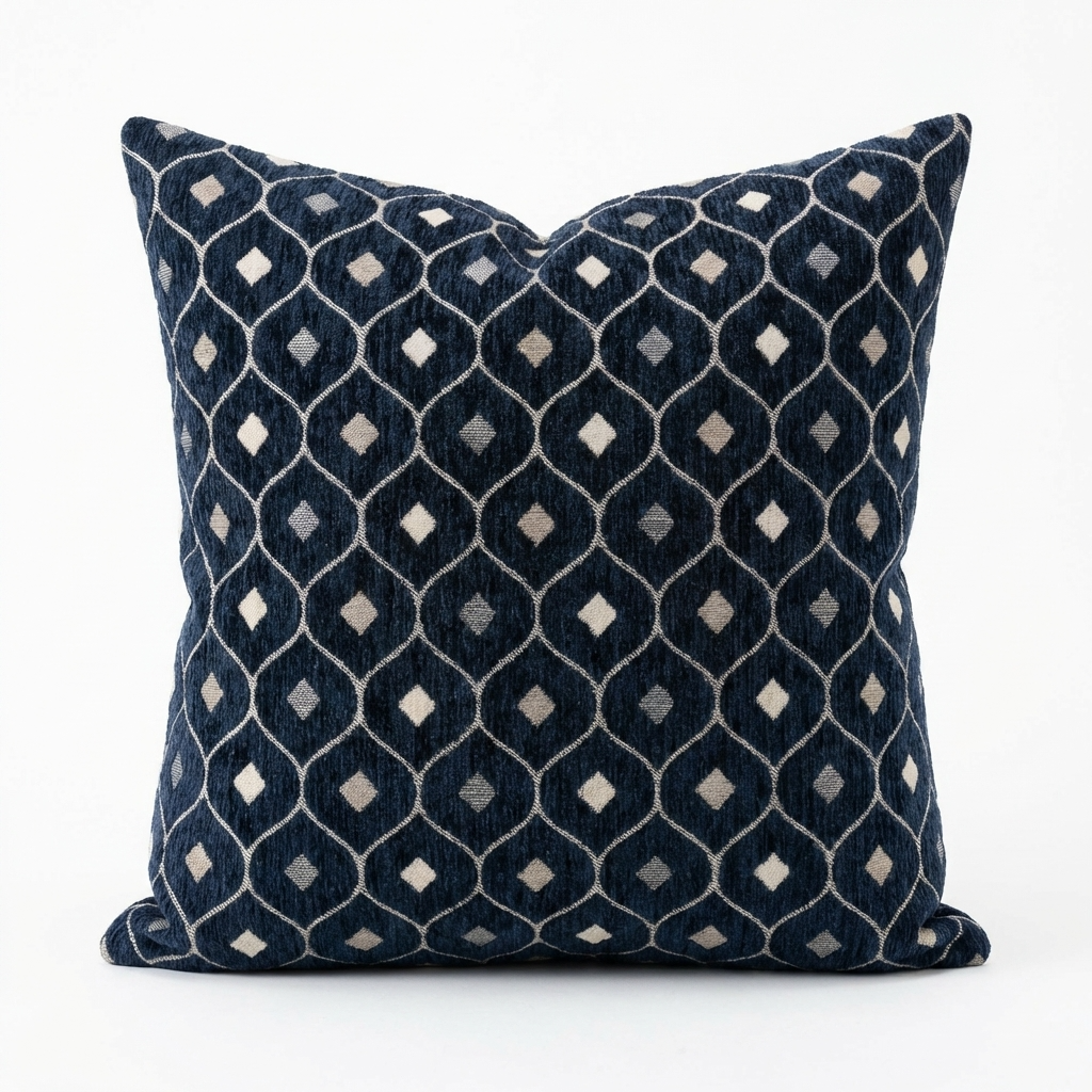 Teal Abyss Blue and Gold Luxury Throw Pillow