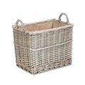 Rectangular Hessian Lined Wicker Log Basket