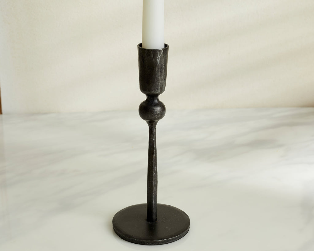 Aruma Black Candle Holder – Cast Iron Rustic Taper Candlestick