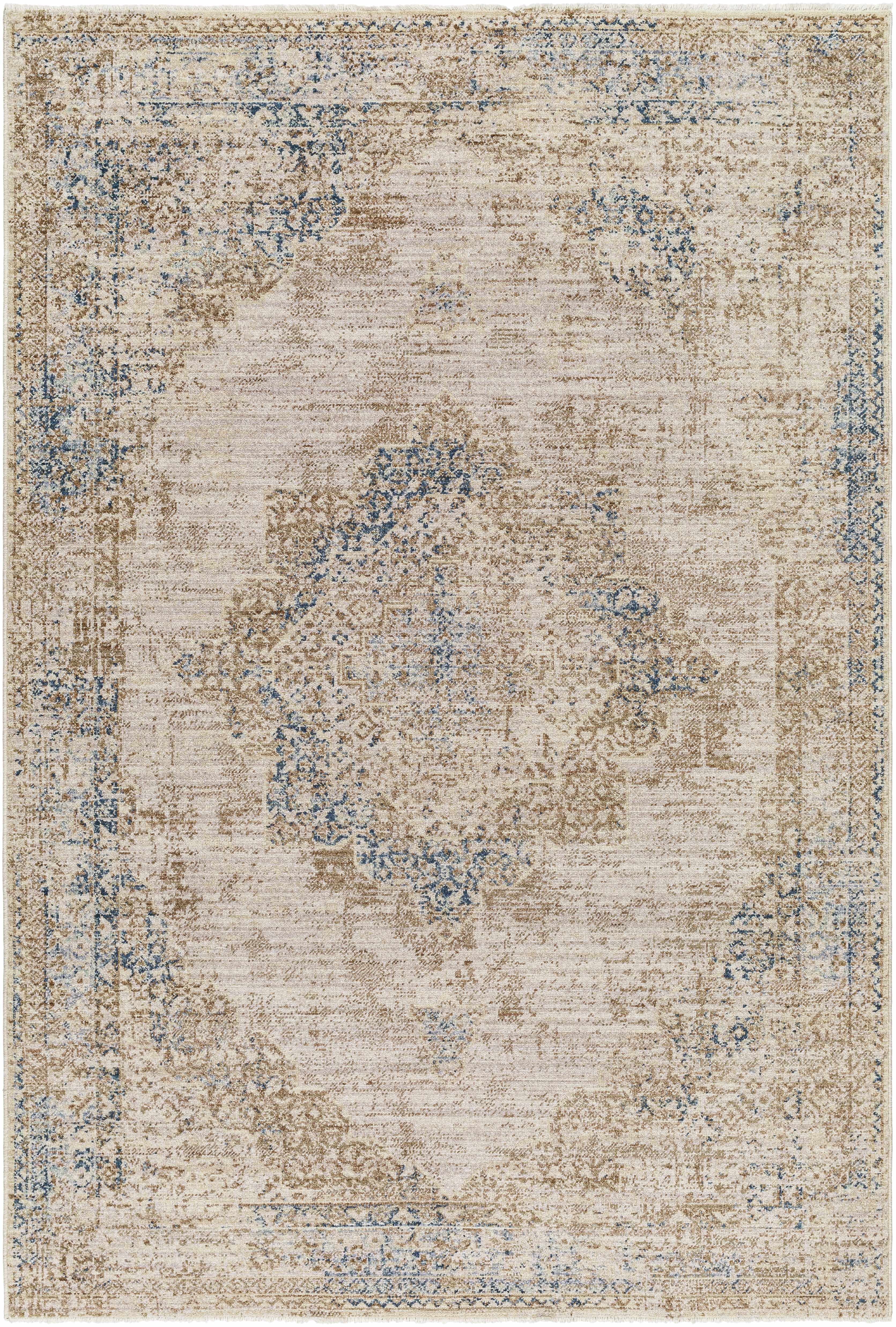 Sample Kosta Beige & Blue Medallion Area Rug - Clearance