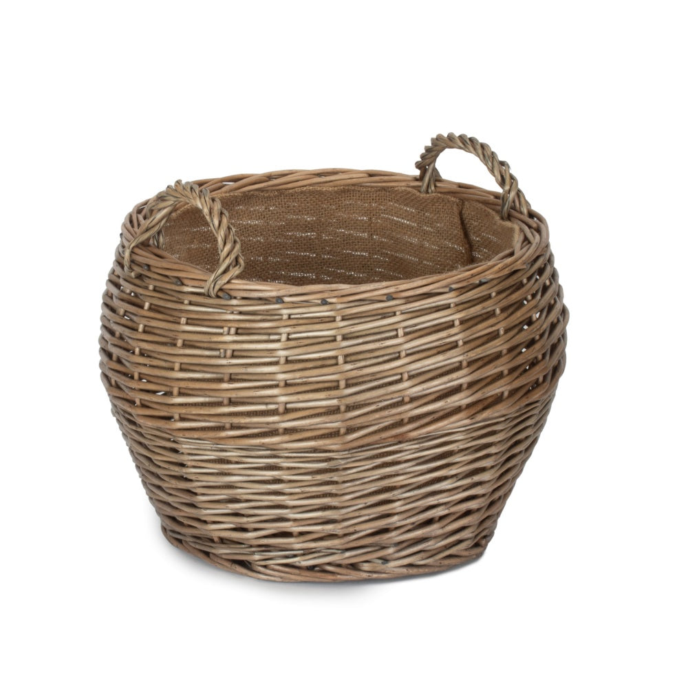 Antique Wash Stumpy Wicker Log Basket