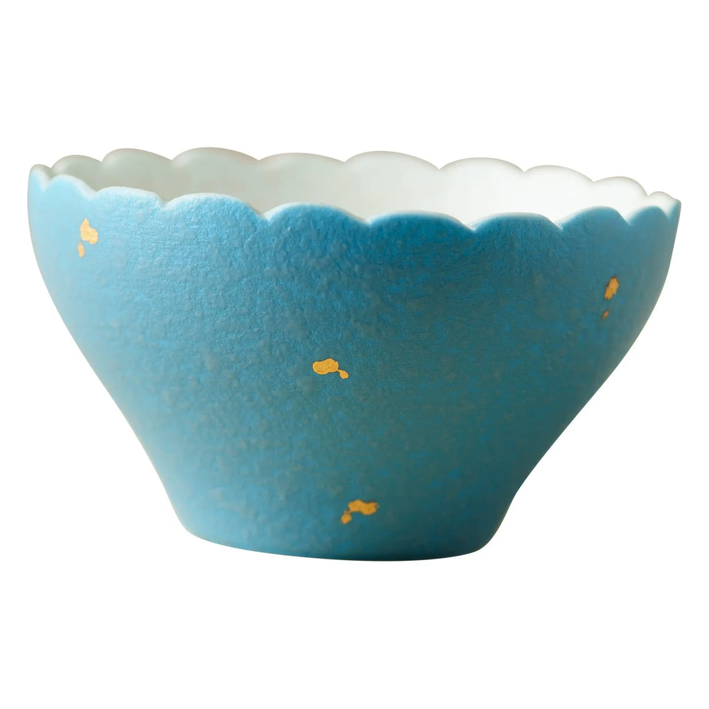 Handmade Blue Ceramic Teacup with Scalloped Rim – 80ml Traditional Chinese Tea Cup