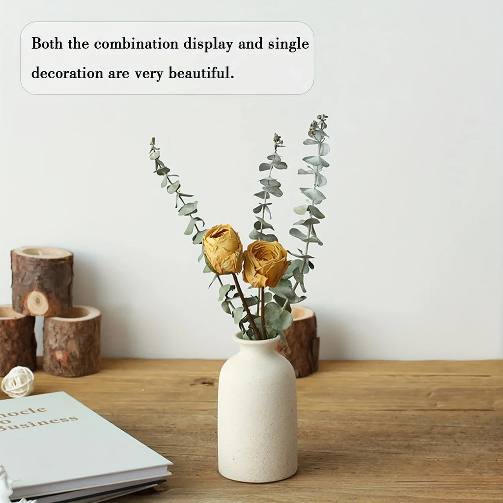 NNEOBA Set of 3 Ceramic Vases Rustic Farmhouse Decorative Beige