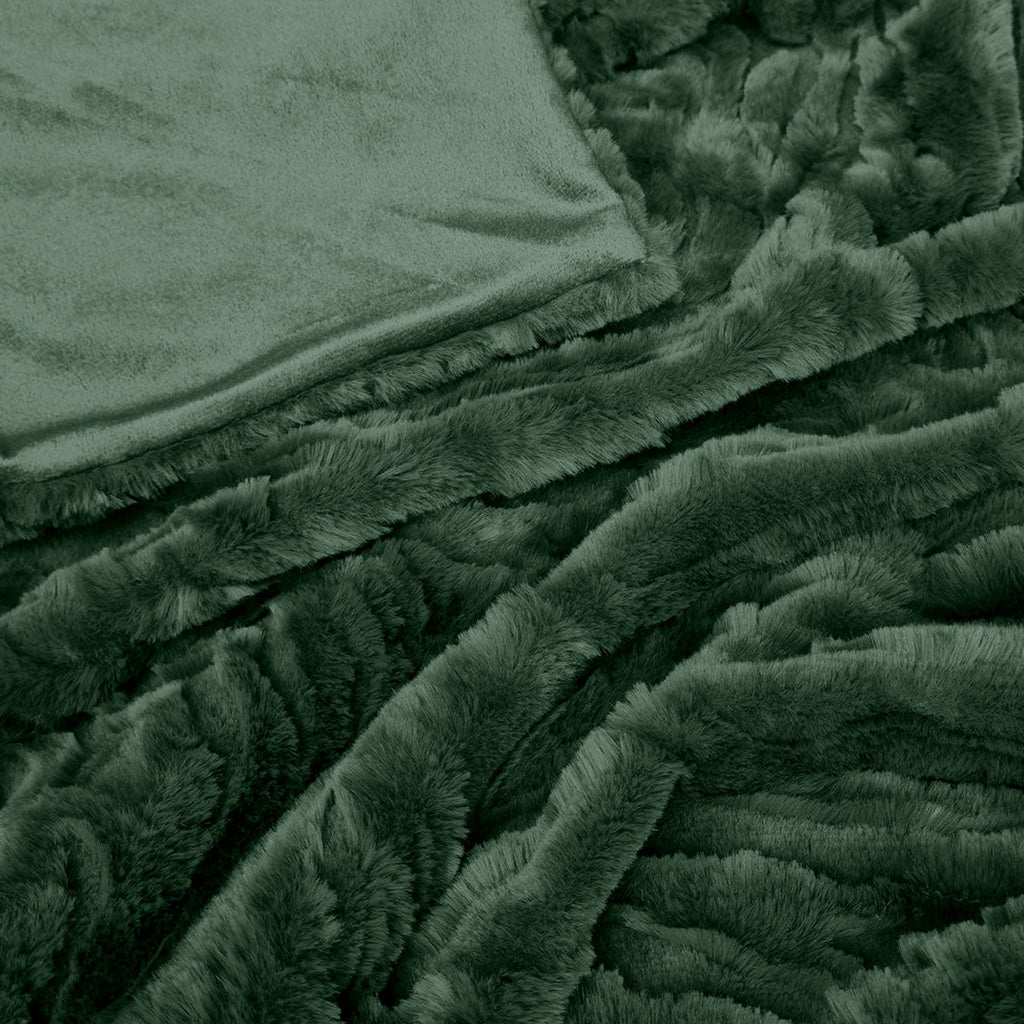 NNEDSZ Home Rita Sea Kelp Faux Mohair Throw Rug 130 x 160cm