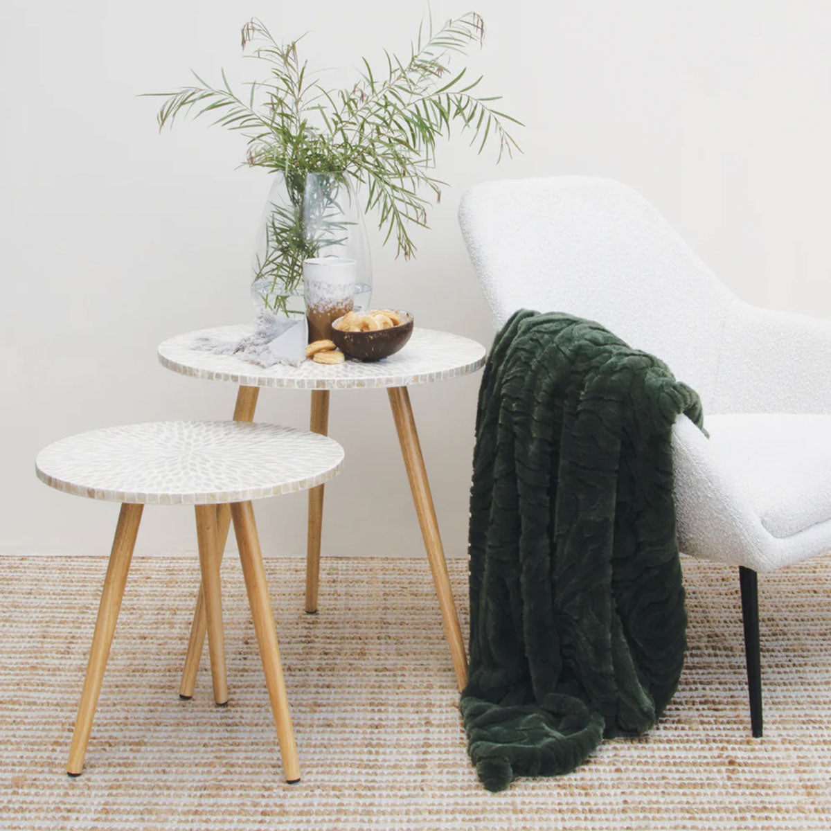 NNEDSZ Home Rita Sea Kelp Faux Mohair Throw Rug 130 x 160cm