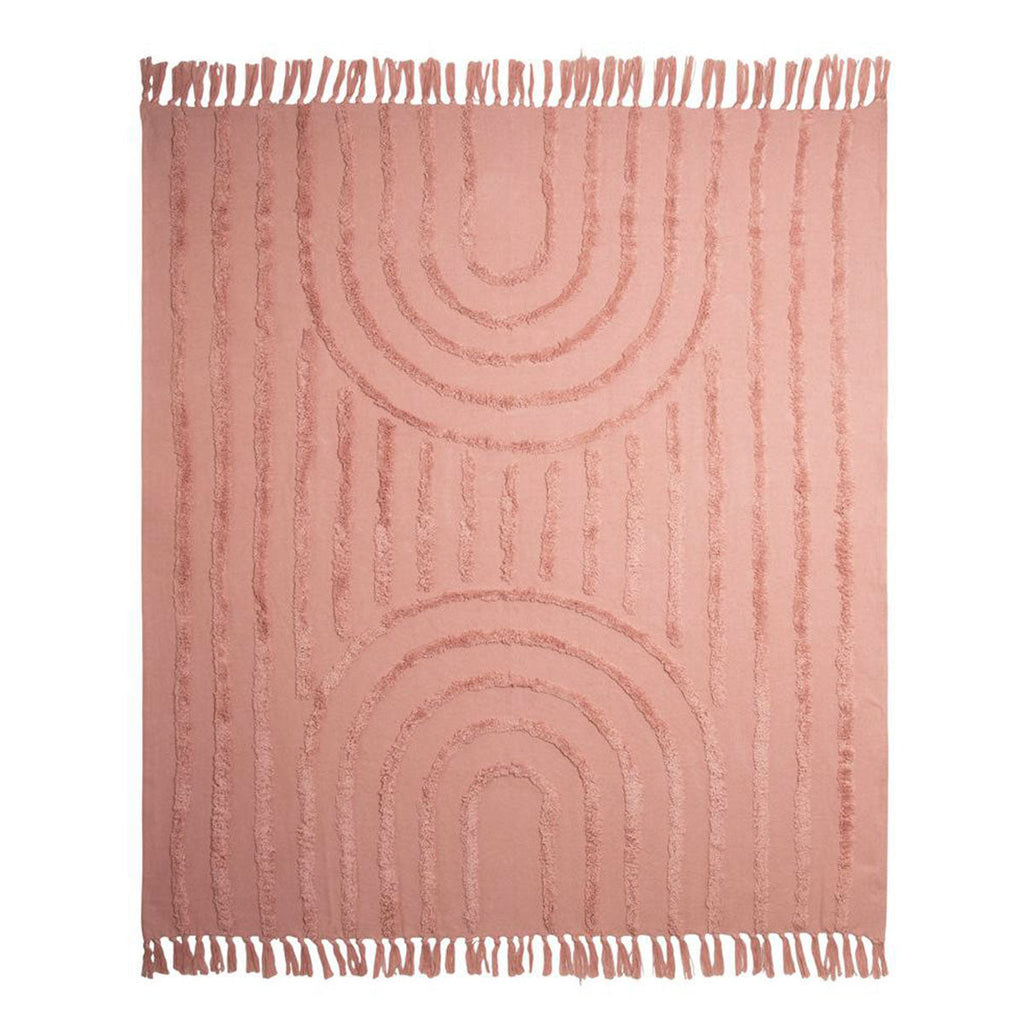 NNEDSZ J Elliot Home Zen Luxury Fringe Throw 130 x 160cm Clay Pink