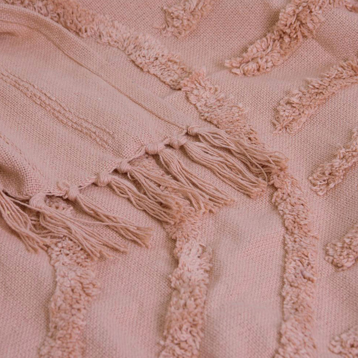 NNEDSZ J Elliot Home Zen Luxury Fringe Throw 130 x 160cm Clay Pink