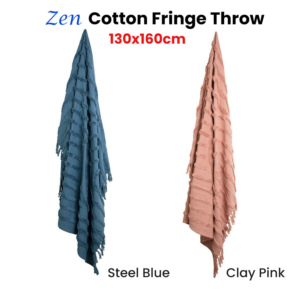 NNEDSZ J Elliot Home Zen Luxury Fringe Throw 130 x 160cm Clay Pink
