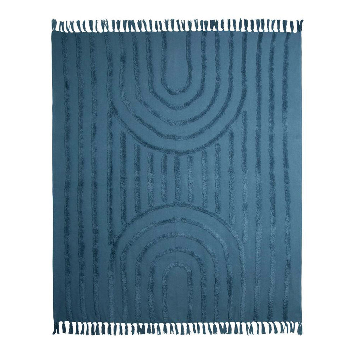 NNEDSZ J Elliot Home Zen Luxury Fringe Throw 130 x 160cm Steel Blue