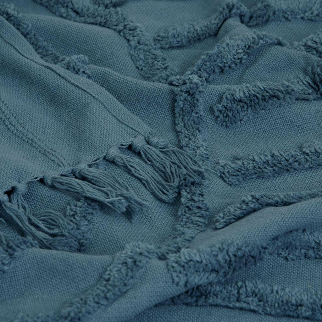 NNEDSZ J Elliot Home Zen Luxury Fringe Throw 130 x 160cm Steel Blue