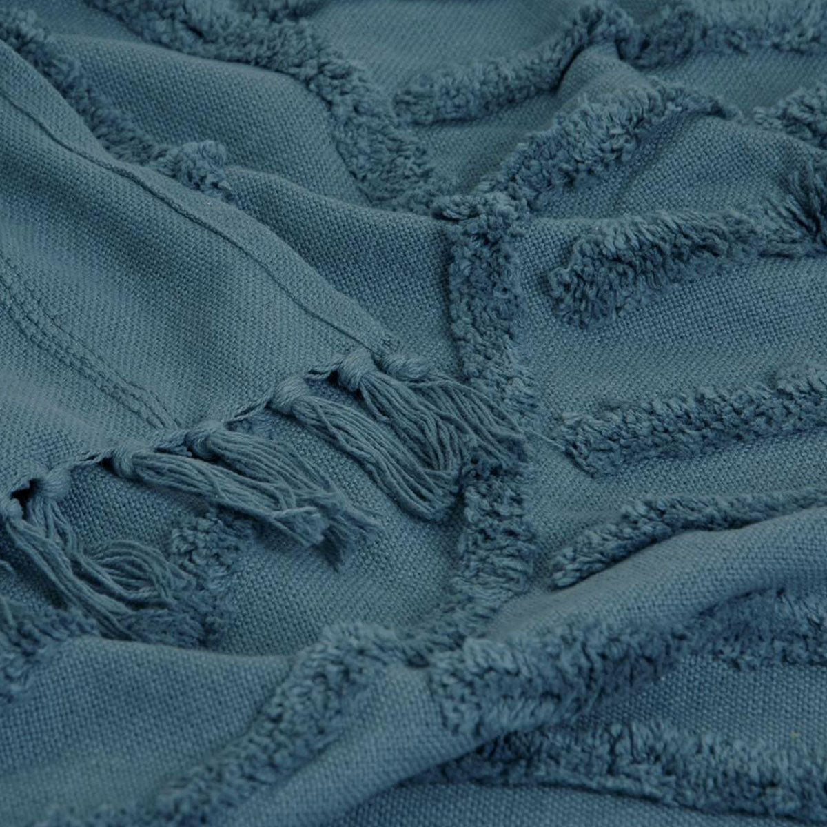 NNEDSZ J Elliot Home Zen Luxury Fringe Throw 130 x 160cm Steel Blue