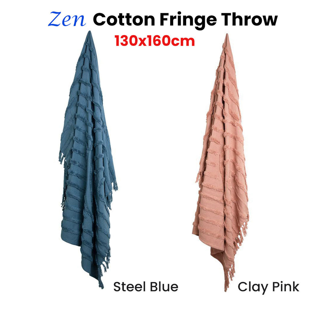 NNEDSZ J Elliot Home Zen Luxury Fringe Throw 130 x 160cm Steel Blue