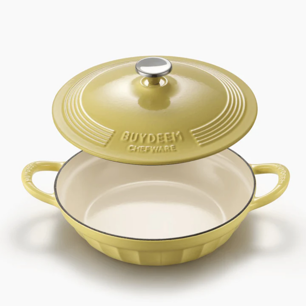 NNEDSZ BUYDEEM CP581 Enameled Cast Iron Dutch Oven Yellow