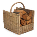 Antique Wash Open End Wicker Log Basket