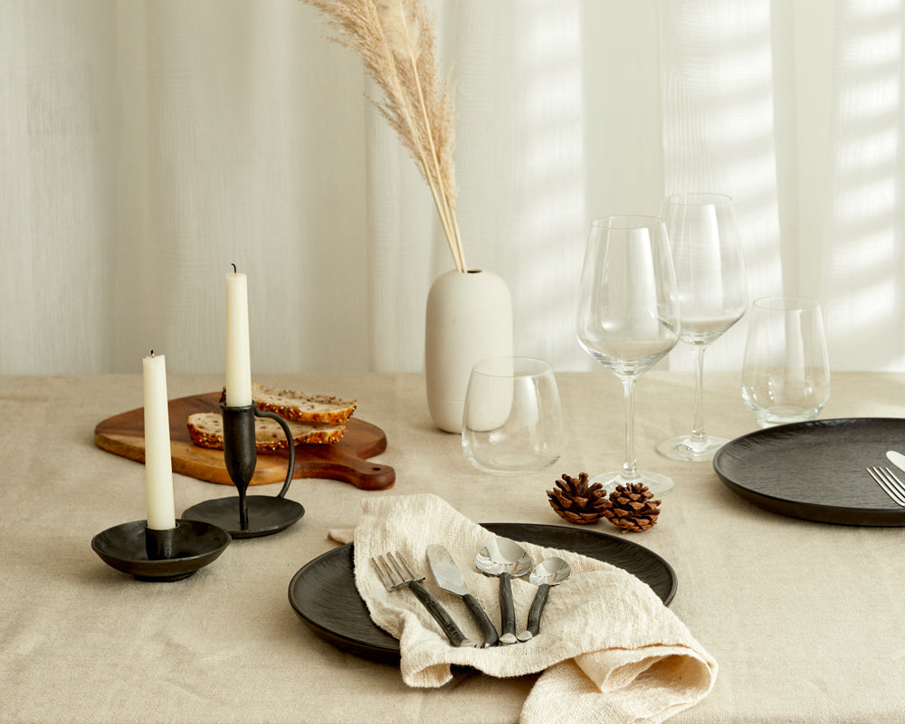 Nero Black Iron Candle Holder – Single Rustic Candlestick