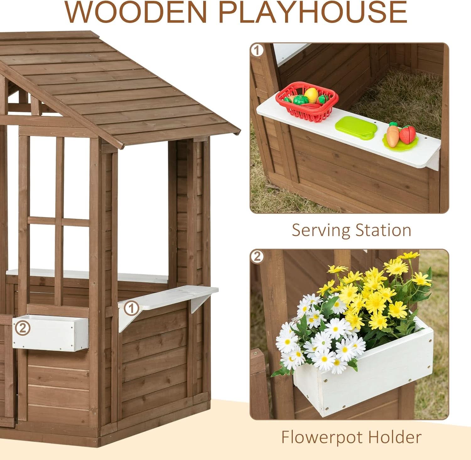 Outdoor Playhouse Cottage With Working Door 47x38x54