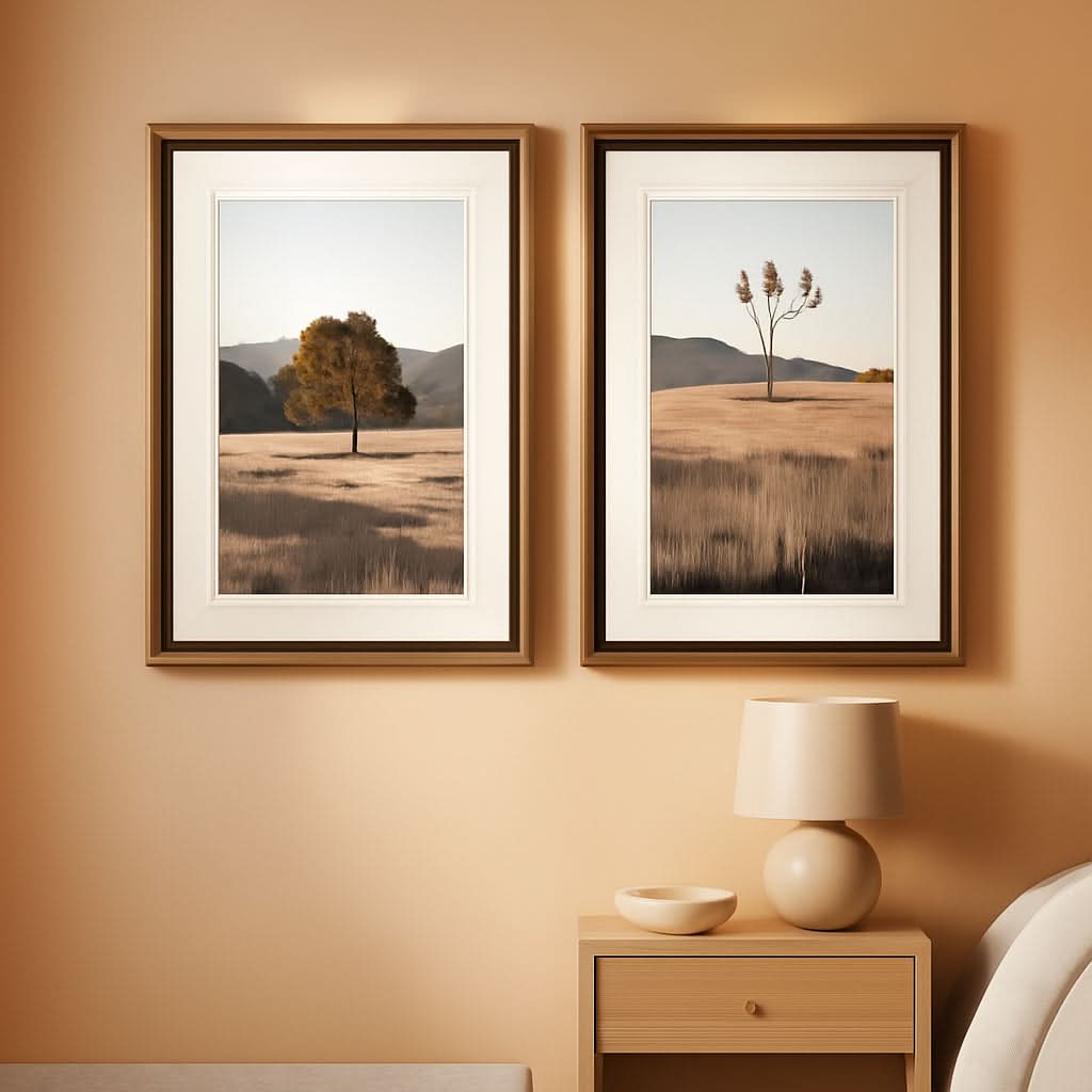 Framed Rustic Countryside Wall Art Set 16x20 Inches
