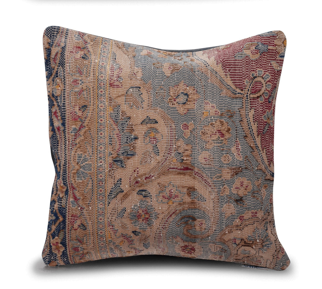 Canvello Antique Handmade Kerman Rug Pillow - 18"x18"