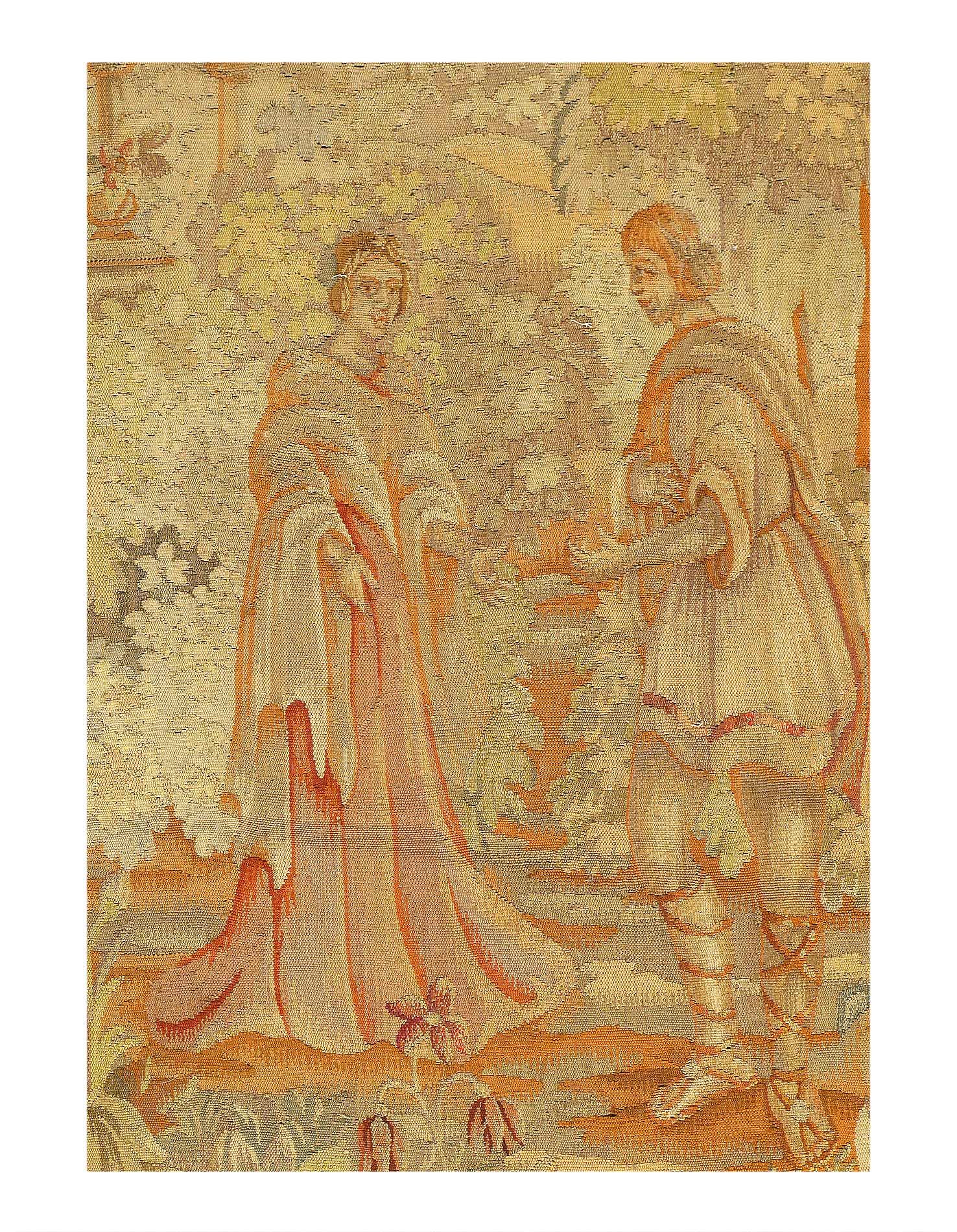 Canvello Circa 1870 Hand Knotted Antique Tapestery - 4'7" X 5'6''