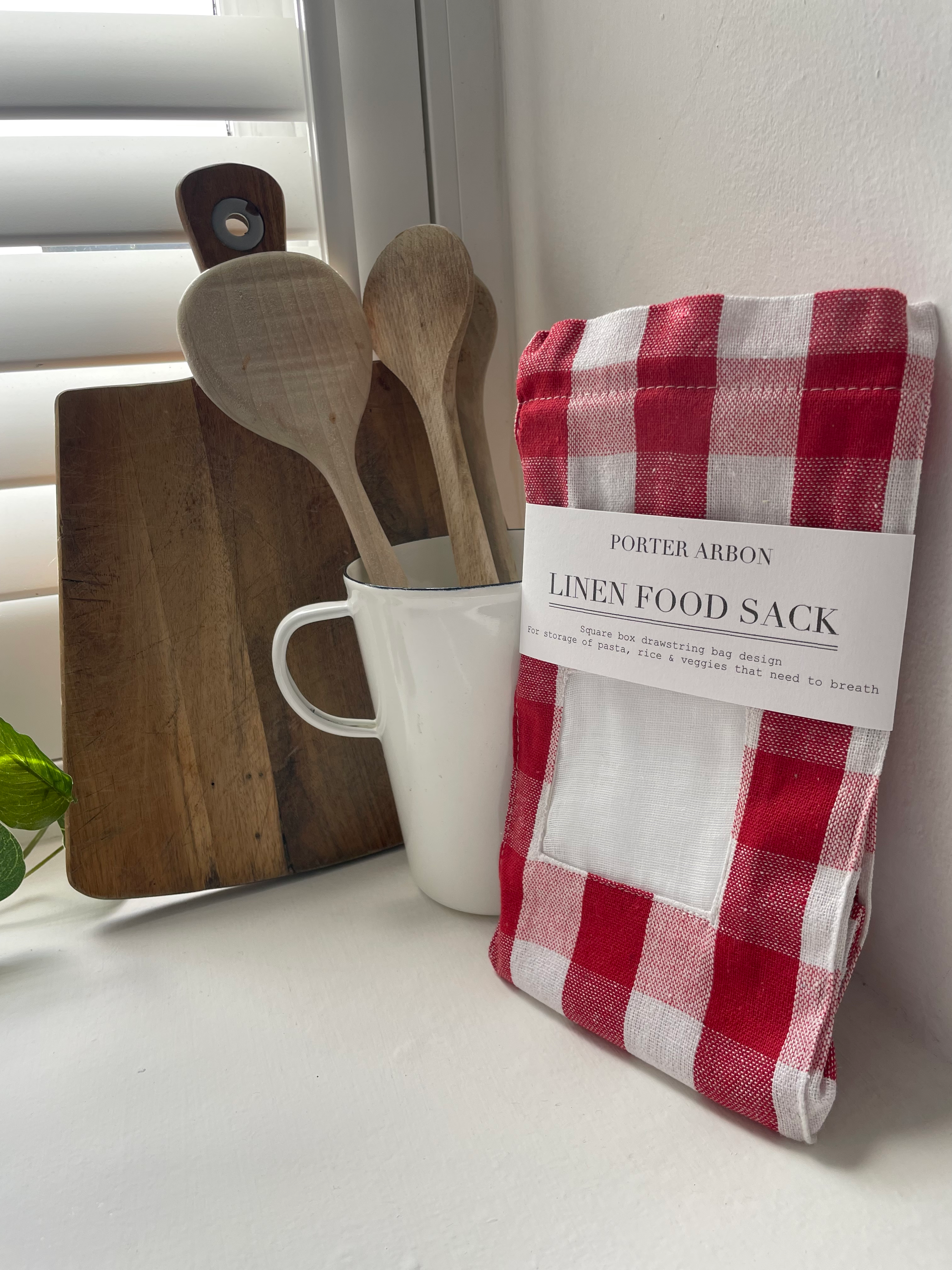 LINEN FOOD SACK - Red Gingham