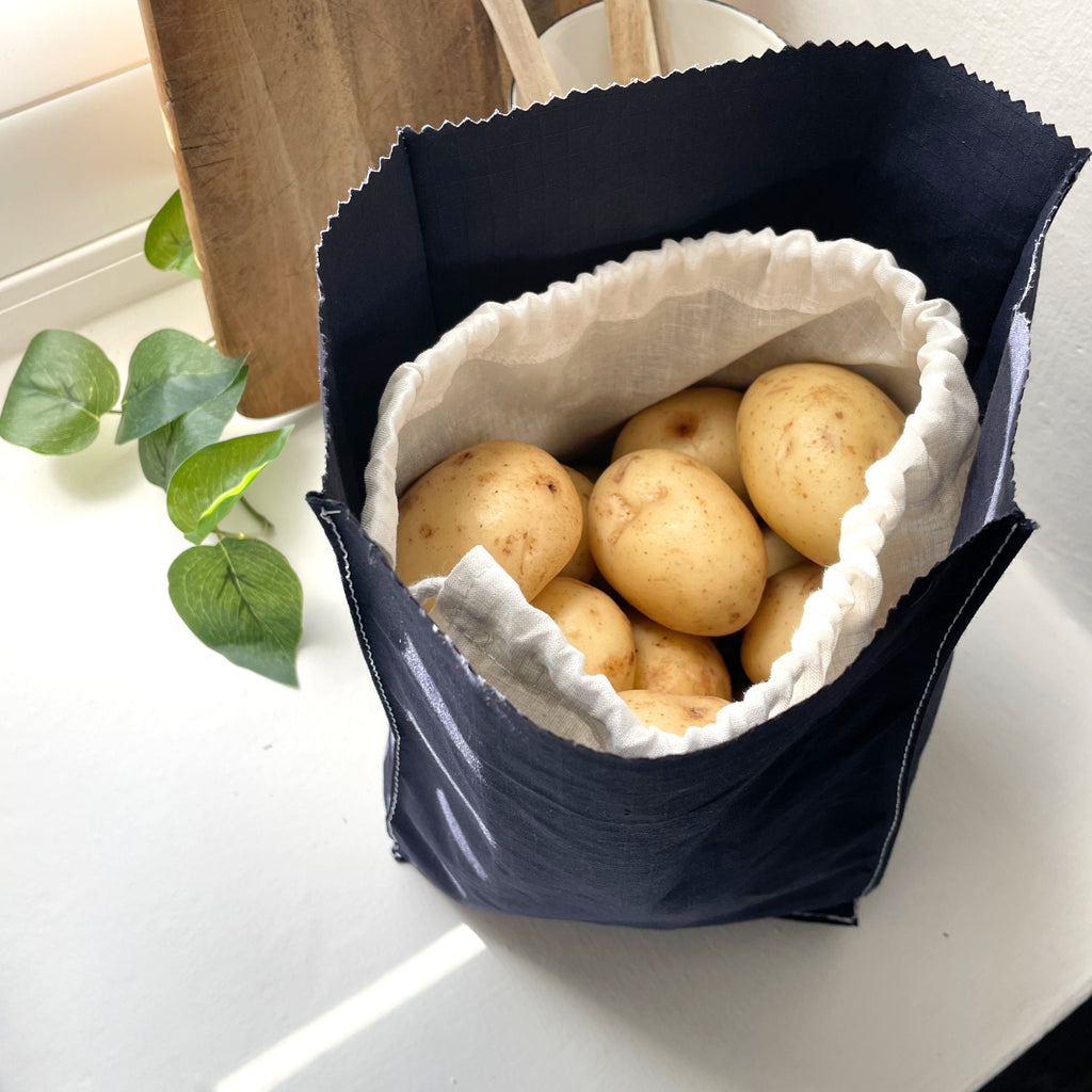 WAXED COTTON POTATO SACK - NAVY
