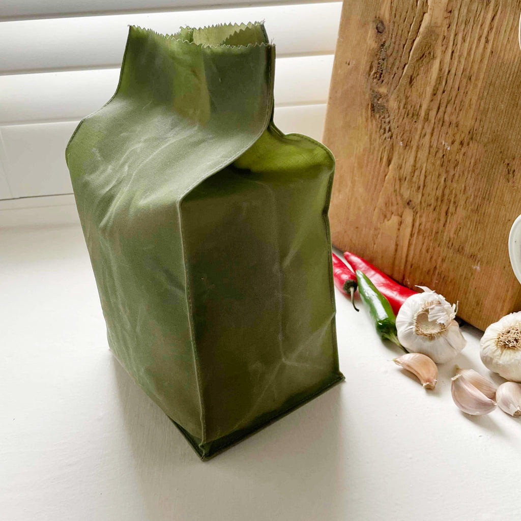 WAXED COTTON POTATO SACK - MOSS GREEN