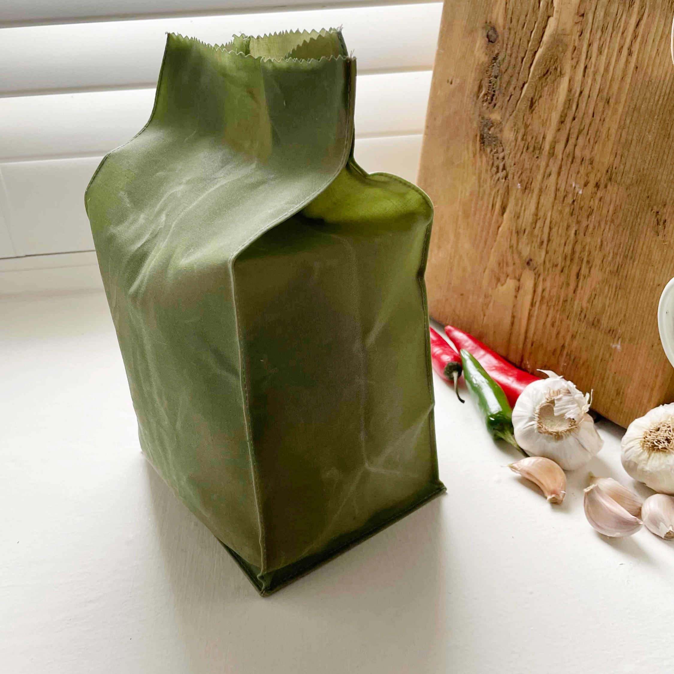 WAXED COTTON POTATO SACK - MOSS GREEN