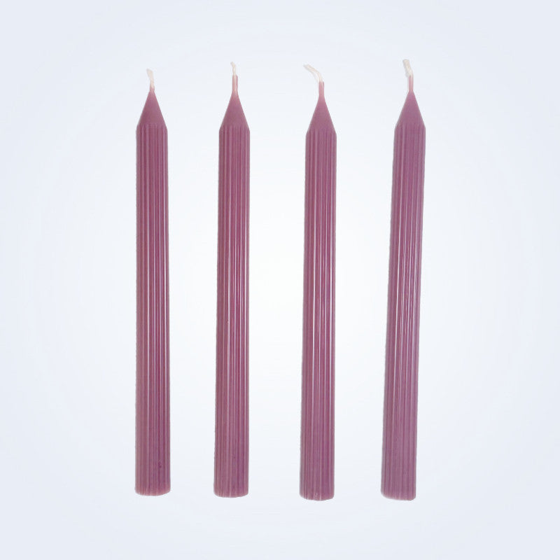 Coloured Beeswax Taper Candle | Fluted | Orchid Pink