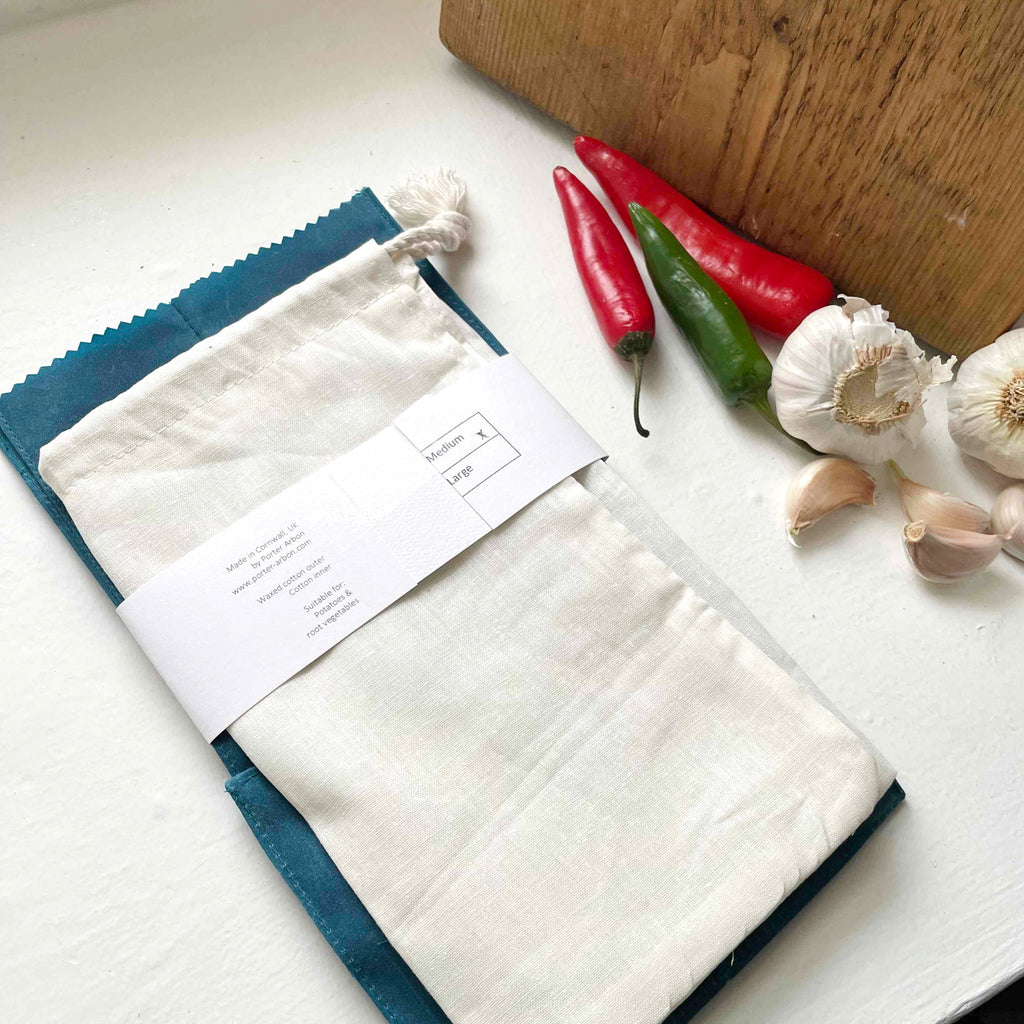 WAXED COTTON POTATO SACK - TEAL