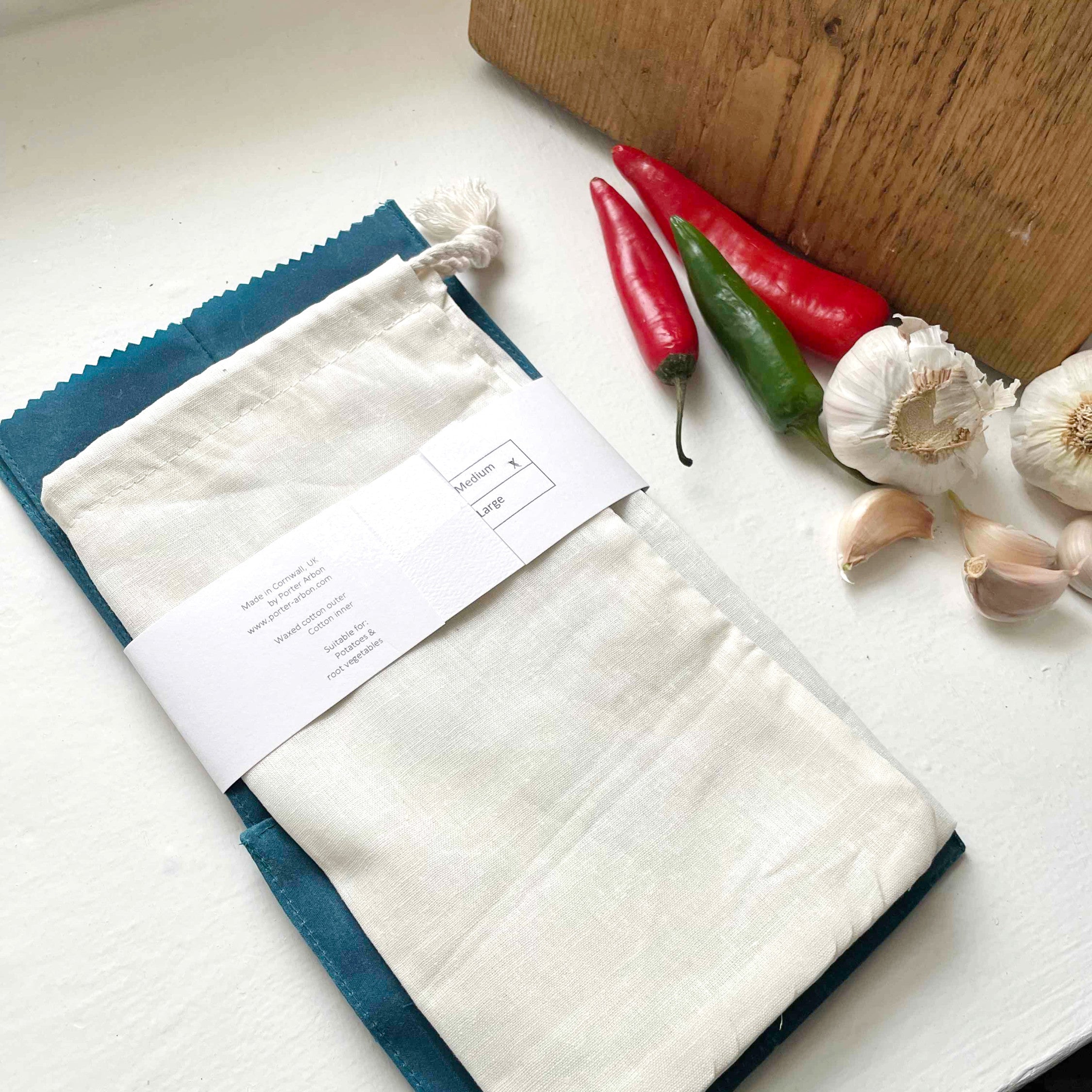 WAXED COTTON POTATO SACK - TEAL