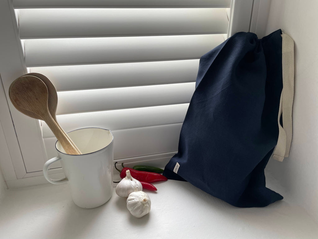 FRENCH LINEN BREAD SACK - NAVY BLUE