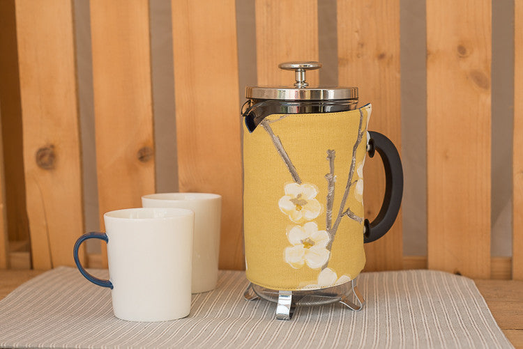 Cafetiere Cover - Mustard Floral