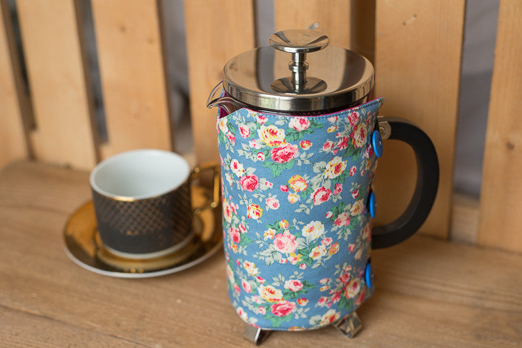 Cafetiere Cover - Blue Floral