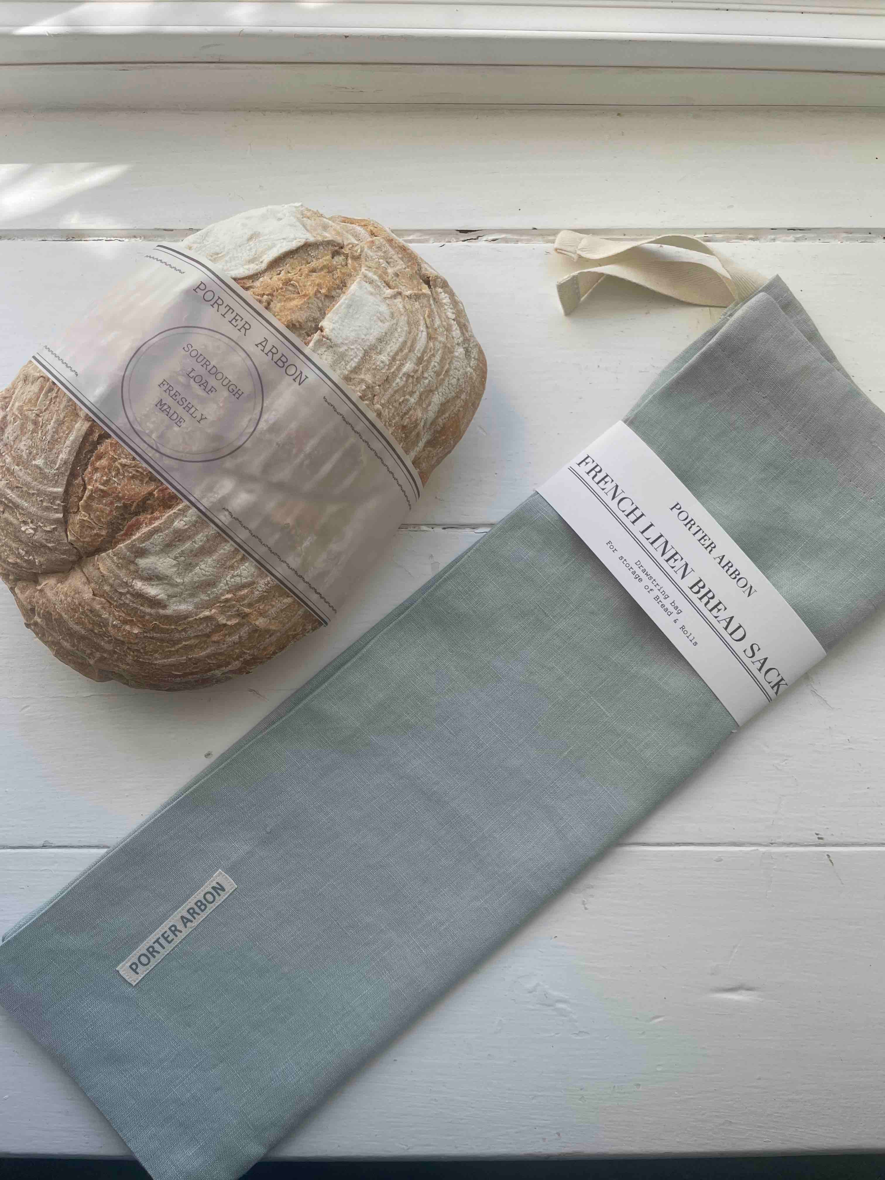 FRENCH LINEN BREAD SACK - SEA GREEN