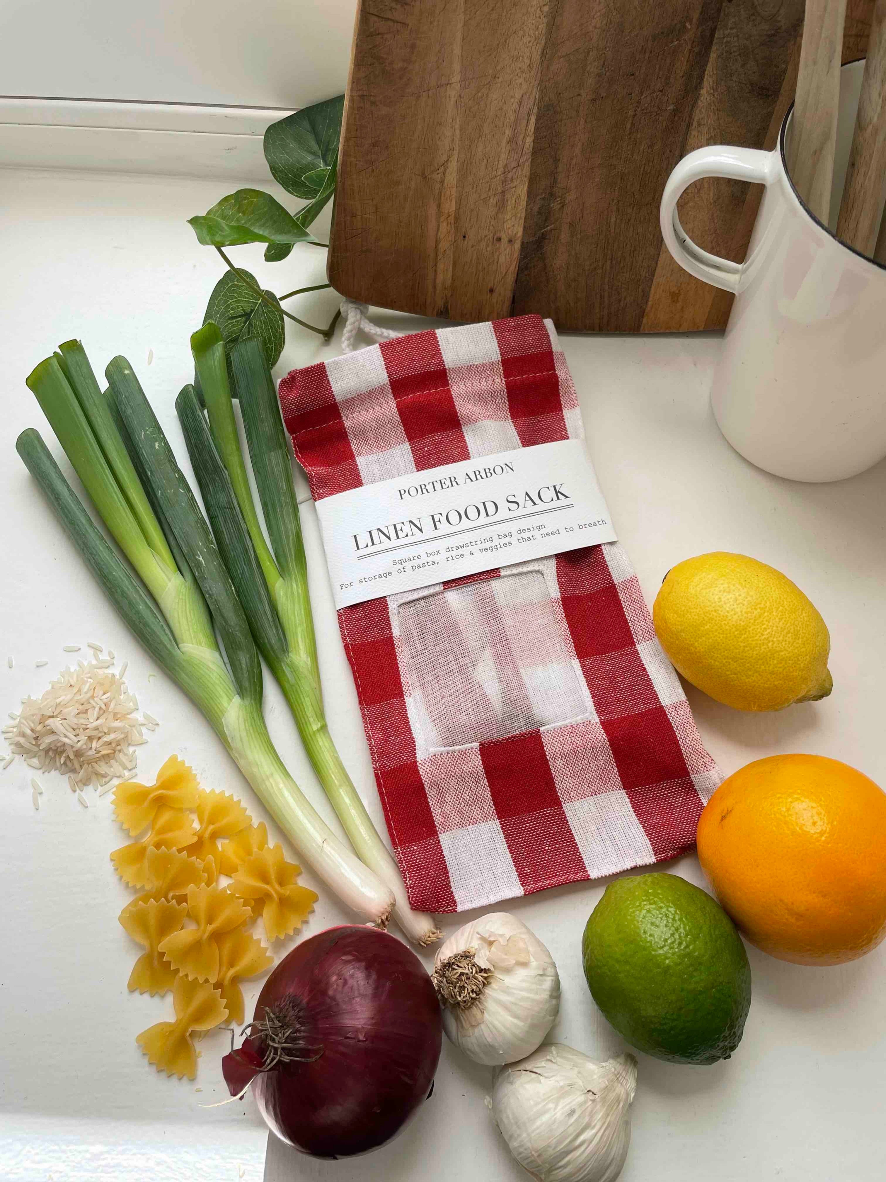LINEN FOOD SACK - Red Gingham