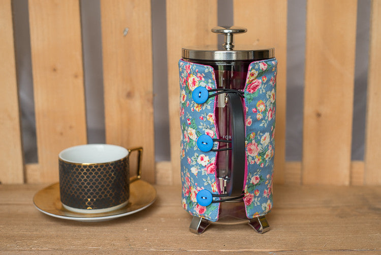 Cafetiere Cover - Blue Floral