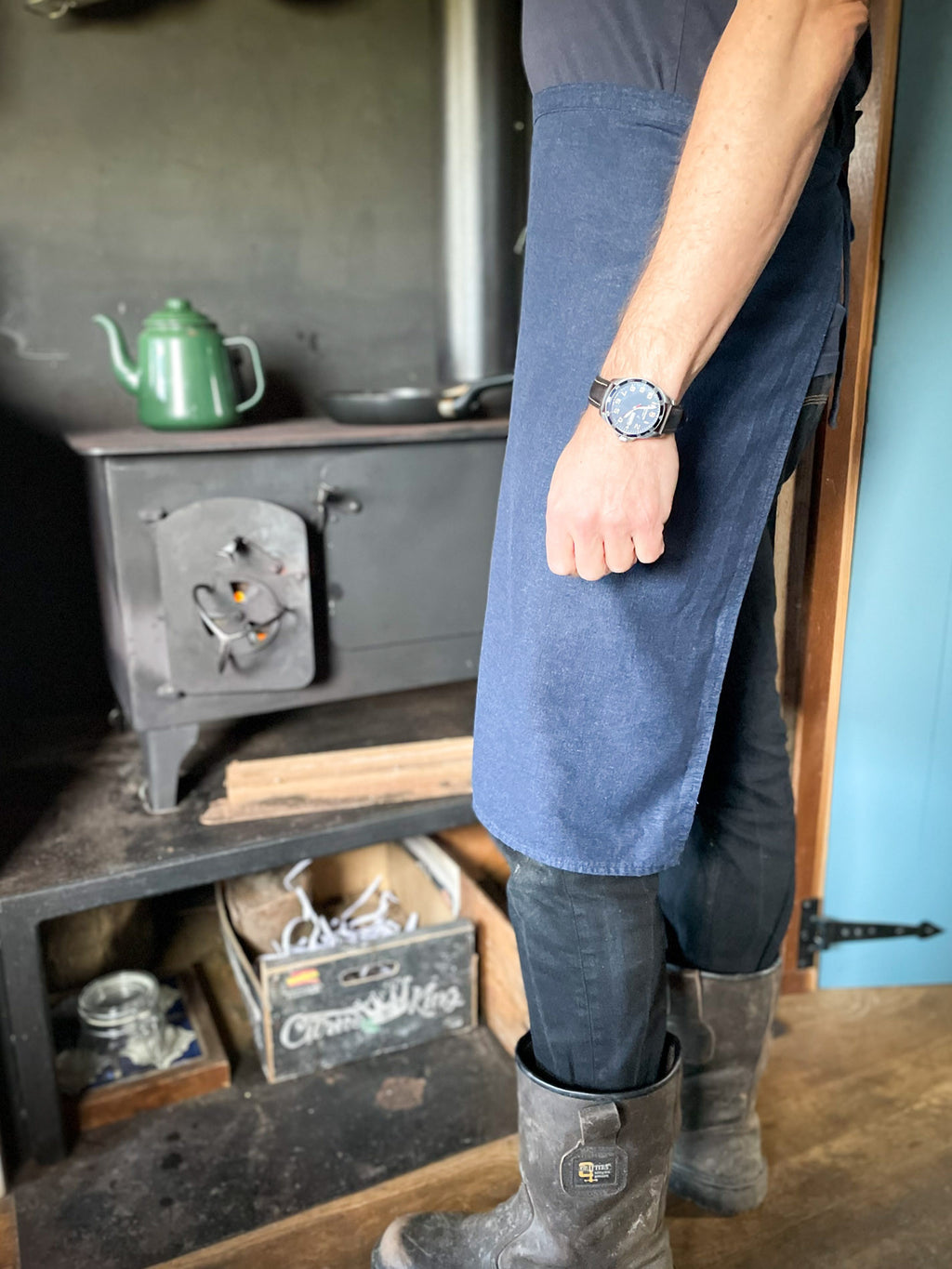 RUSTIC HALF APRON - Navy
