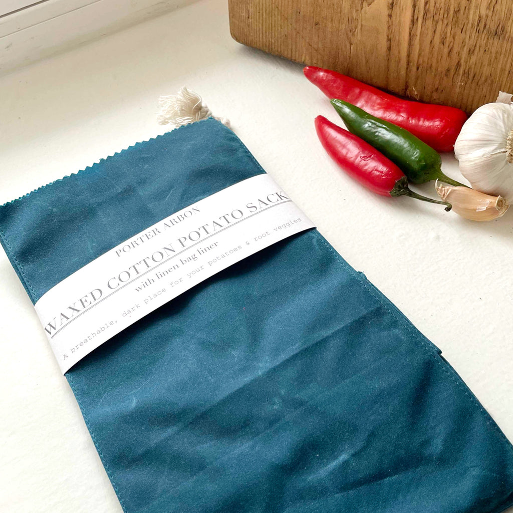 WAXED COTTON POTATO SACK - TEAL