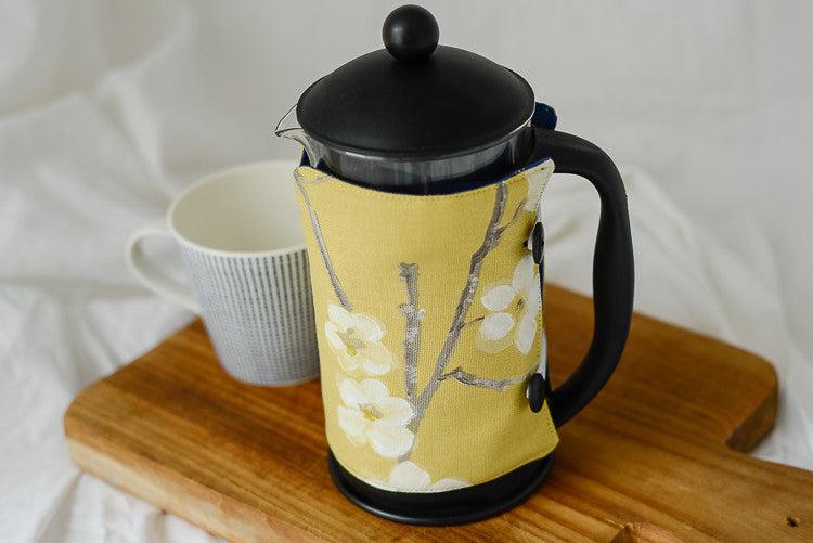 Cafetiere Cover - Mustard Floral
