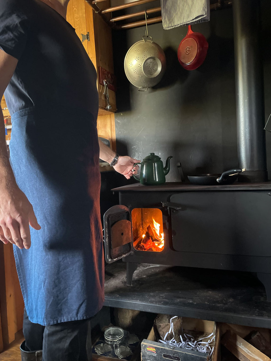 RUSTIC HALF APRON - Navy