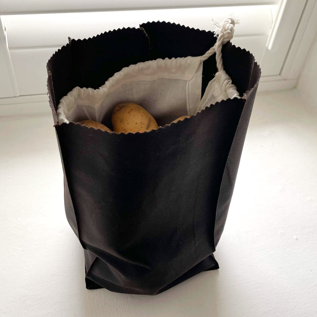 WAXED COTTON POTATO SACK - BROWN