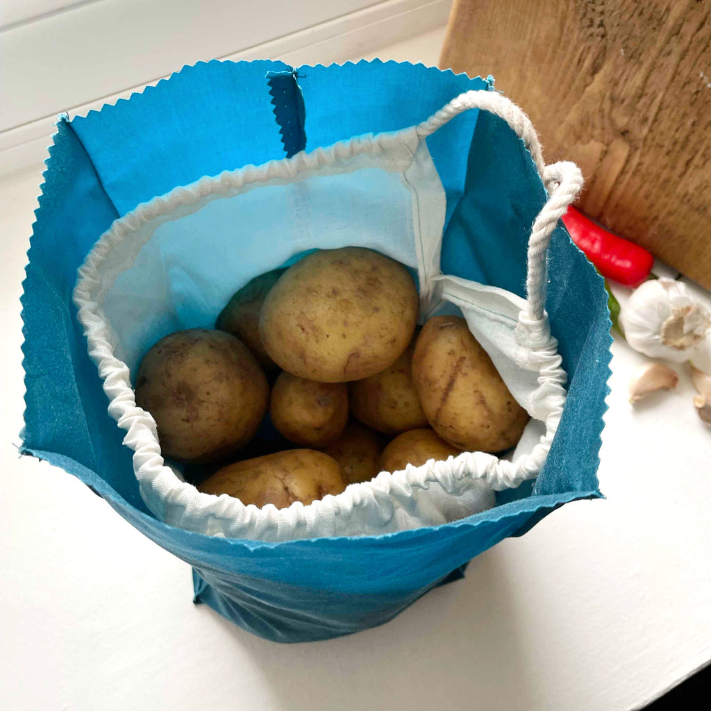 WAXED COTTON POTATO SACK - TEAL