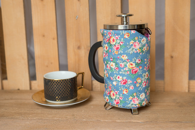 Cafetiere Cover - Blue Floral