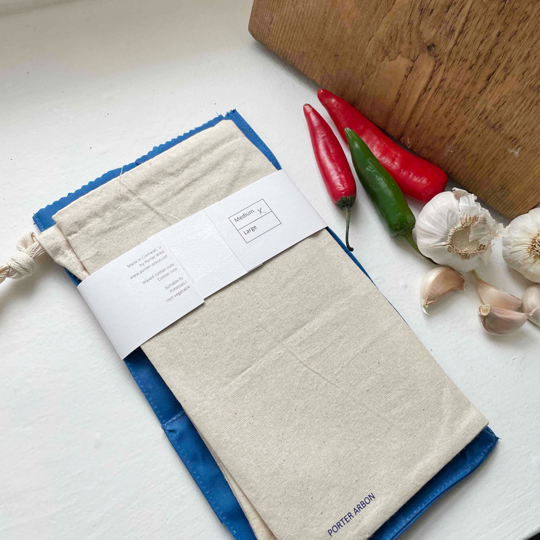 WAXED COTTON POTATO SACK - BLUE