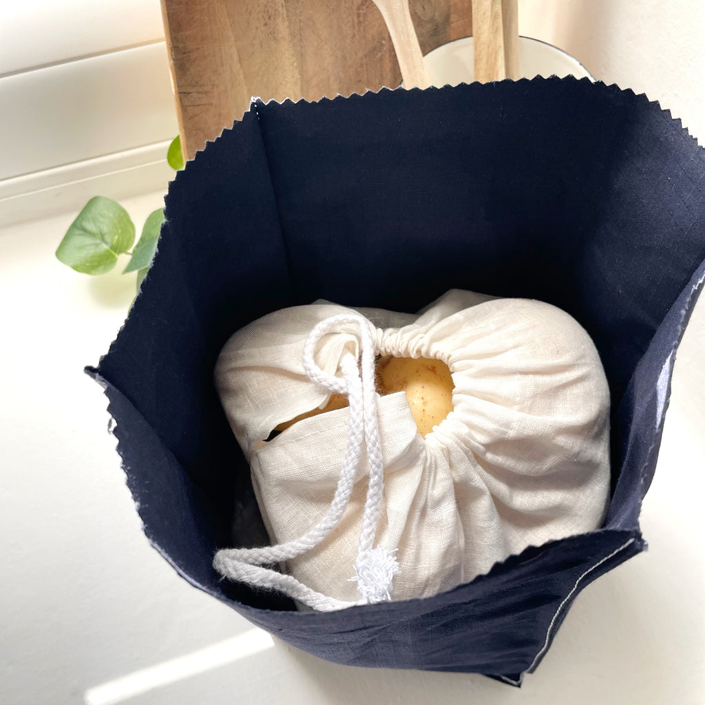 WAXED COTTON POTATO SACK - NAVY