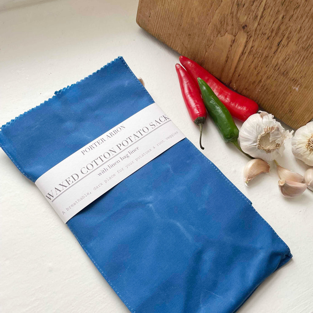 WAXED COTTON POTATO SACK - BLUE